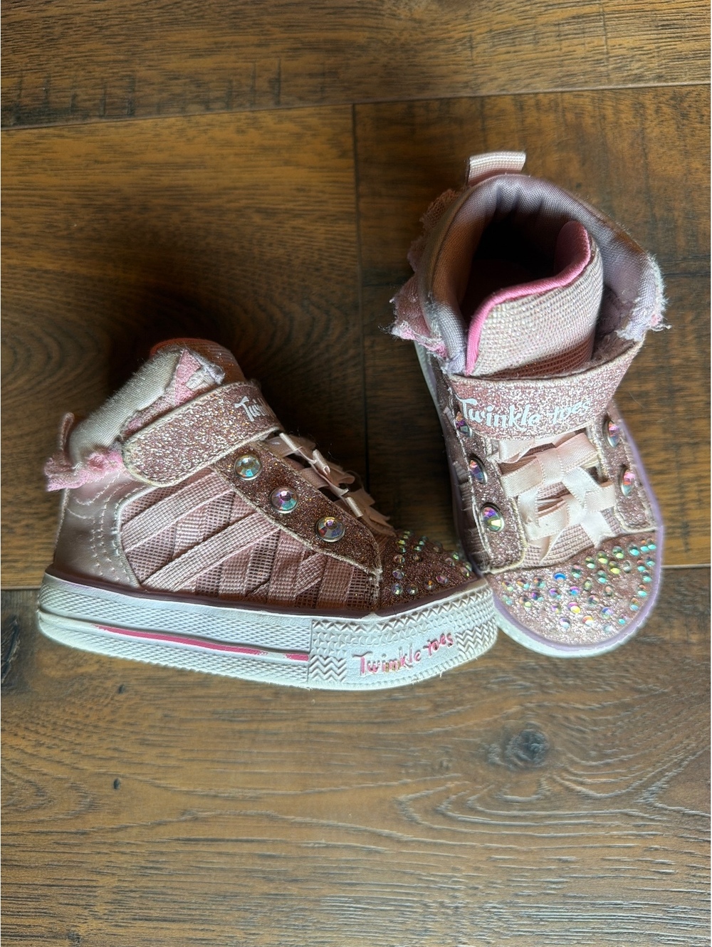 Toddler Girls Skechers Twinkle Toes Pink High-Top Sneakers